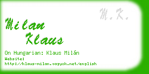 milan klaus business card